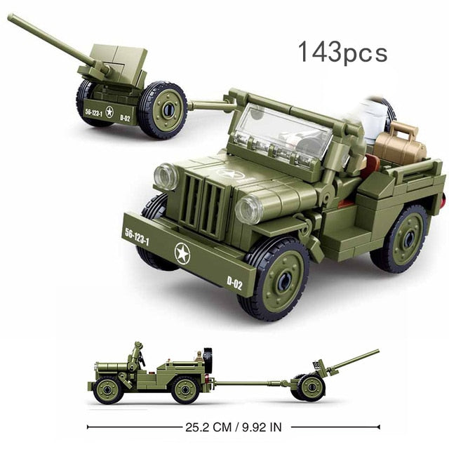 U.S. Willys MB Truck and Howitzer Artillery